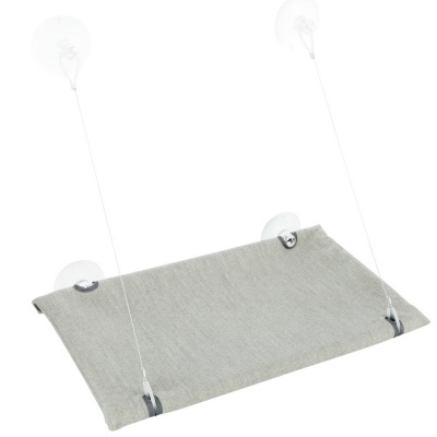 Almofada suspensa cinzenta com ventosas e fios finos