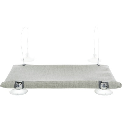 Cama suspensa cinzenta para gatos com ventosas transparentes