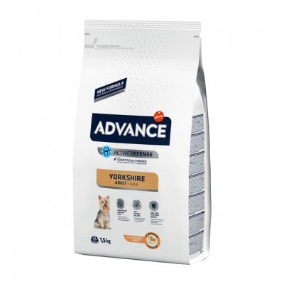 Saco branco de ração para cães Advance Yorkshire Adult 1,5 kg