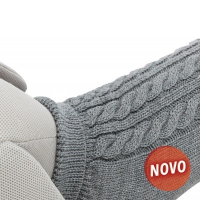 casaco de malha cinzento com padrão de trança e selo NOVO num cão