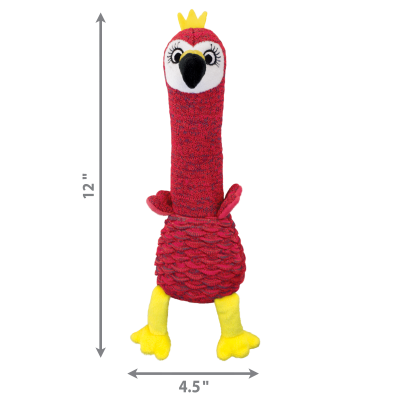 Brinquedo para cães em forma de papagaio vermelho com coroa amarela