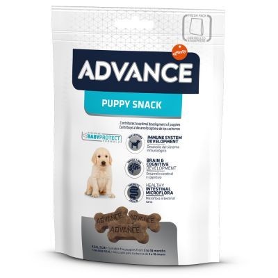 Embalagem de snacks para filhotes Advance Puppy Snack com biscoitos em forma de ossos