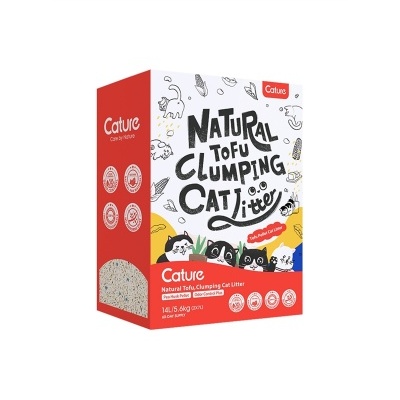 Caixa de areia para gatos Cature Natural Tofu Clumping com ilustrações coloridas