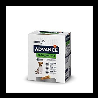 Caixa branca de palitos dentais para cães Advance Dental Care Stick com imagem de cão