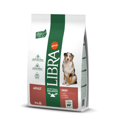 Embalagem de ração para cães ADULT LIBRA Nutritional Balance sabor BEEF, 3 kg