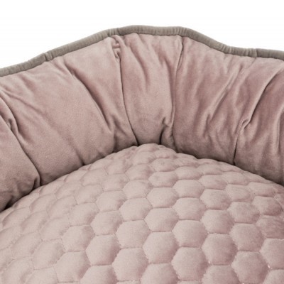 Cama para animais rosa claro com padrão hexagonal e borda cinzento claro