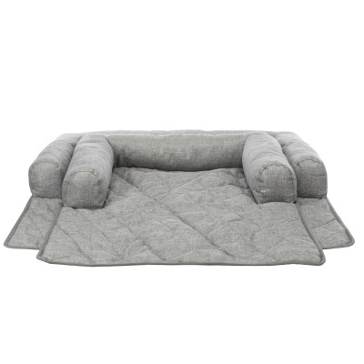 Cama para animais cinza com almofadas laterais acolchoadas