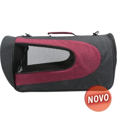 Transportadora para animais cinzenta e bordô com rede e etiqueta NOVO