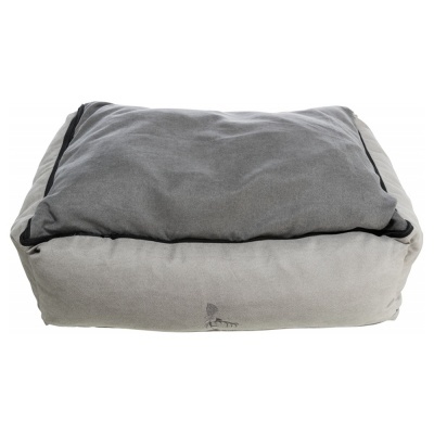 Almofada cinzenta para animais de estimação com dois tons e logótipo bordado