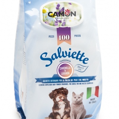 Pacote de toalhitas humedecidas para cães e gatos com fragrância de camomila e lavanda