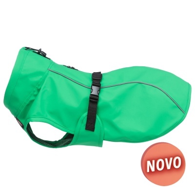 Capa impermeável verde para cães com fecho ajustável