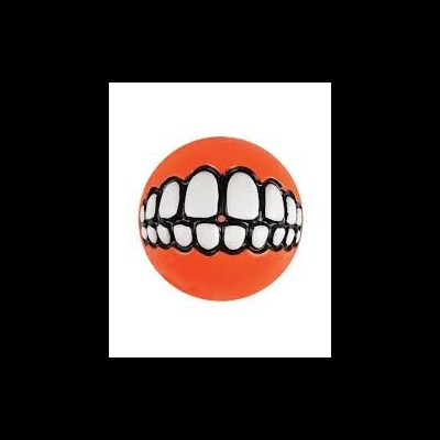 Bola laranja com desenho de boca e dentes