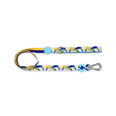 Trela para cão colorida em tecido com fecho metálico