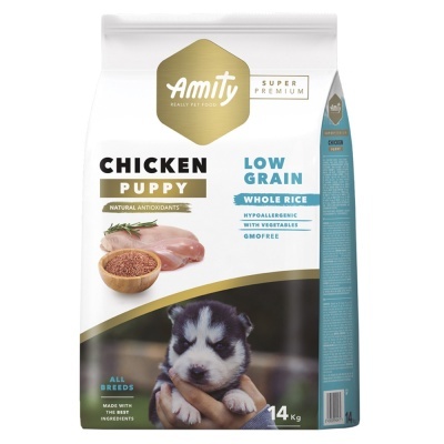 Saco de ração para cachorros Amity Puppy sabor Chicken 14 kg