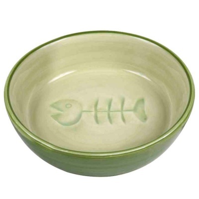 Taça de cerâmica com esqueleto de peixe em relevo