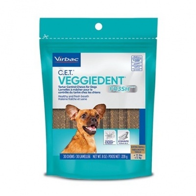 Pacote azul turquesa de dentaduras para cães Virbac Veggiedent Fresh