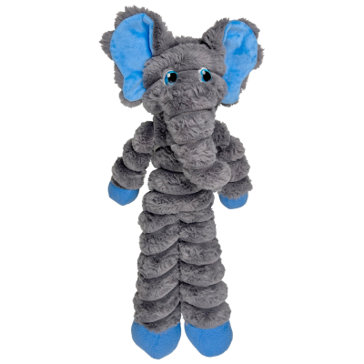 Pelúcia de elefante cinzento e azul com textura enrugada