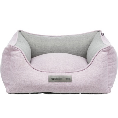 cama para animais de estimação rosa e cinzenta com etiqueta HOME EDITION