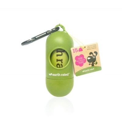 Doseador de sacos para resíduos caninos verde com mosquetão e etiqueta colorida