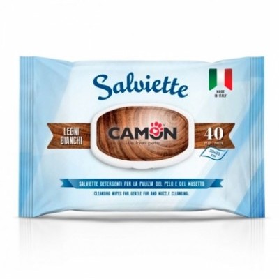 Pacote azul claro e branco de toalhitas Camon Salviette com 40 unidades