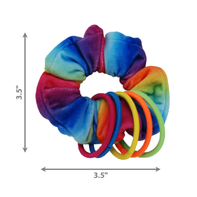 Elástico tipo scrunchie colorido com elásticos finos coloridos