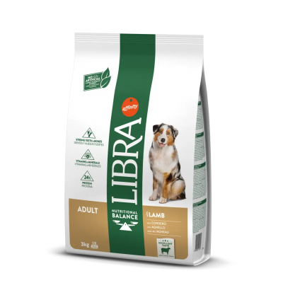 Saco de ração para cães Affinity Libra com carne de cordeiro para cães adultos, 3 kg
