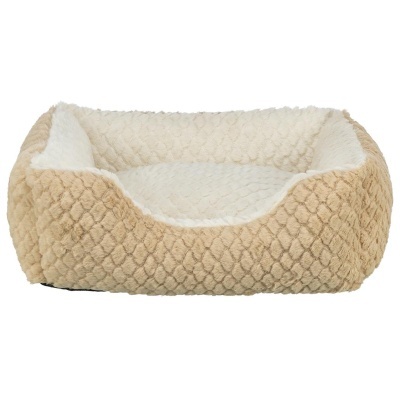 Cama para animal de estimação acolchoada cor bege e creme