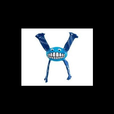 Brinquedo para cães azul com boca grande e dentes desenhados