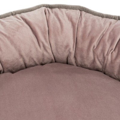 Assento acolchoado rosado para animal de estimação com textura aveludada