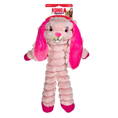 Pelúcia para cão KONG em forma de coelho rosa com etiqueta