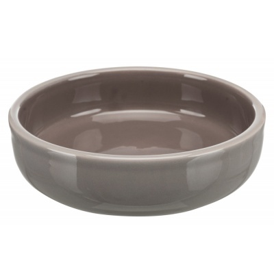 Tigela redonda de cerâmica castanha brilhante