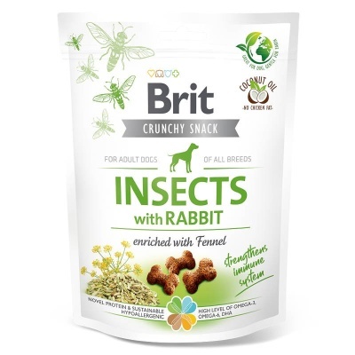 Pacote branco de snacks para cães Brit Insects with Rabbit
