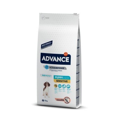 Pacote branco de ração para cães Advance Puppy Sensitive de 12 kg