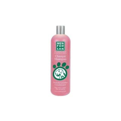 Frasco rosa de champô e amaciador para animais MEN FOR SAN