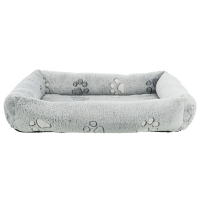 Cama para animais de estimação cinza com estampa de patas