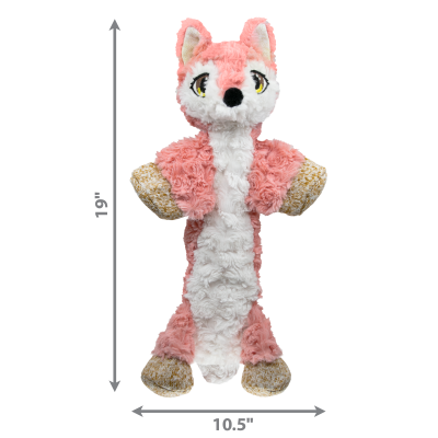 Brinquedo para cão felpudo em forma de raposa cor de rosa, branco e bege