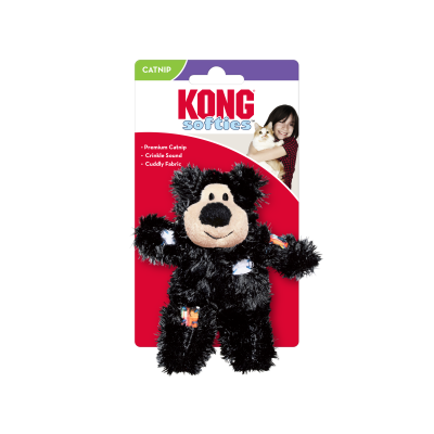 Brinquedo para gatos KONG softies em forma de urso preto com tecido macio