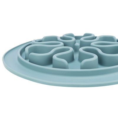 Comedouro lento para cães azul claro de plástico com design ondulado