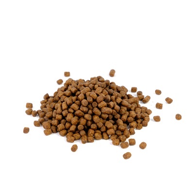 Comida seca para animais em bolinhas castanho-claras