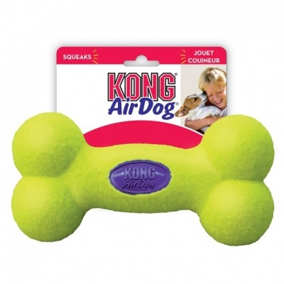Brinquedo para cães tipo osso verde e roxo KONG Air Dog com embalagem