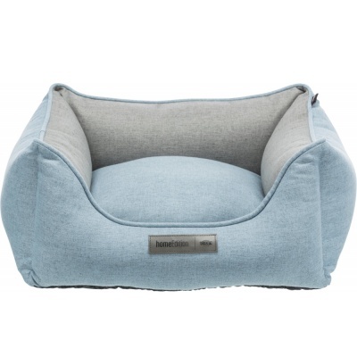 Cama de tecido azul claro e cinzento para animais de estimação