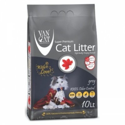 Saco de areia para gatos VAN CAT Super Premium Cat Litter cinza 10 litros