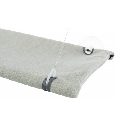 Plataforma cinzenta com ventosas transparentes e ganchos para suporte.