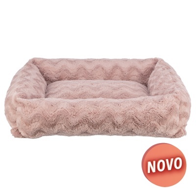 Cama para animais de estimação rosa claro felpuda com etiqueta 'NOVO'