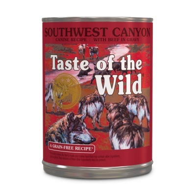 Lata de comida para cães Taste of the Wild Southwest Canyon com imagem de lobos