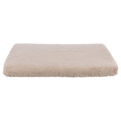 almofada retangular felpuda bege para pets