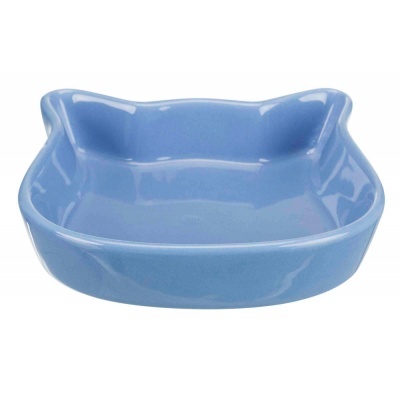 Taça azul de cerâmica para animais com formato arredondado