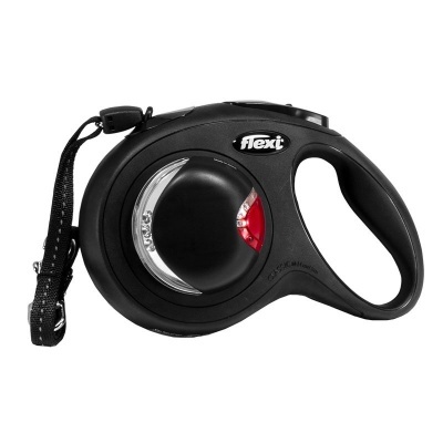 Trela retrátil para cães preta Flexi com pega ergonómica