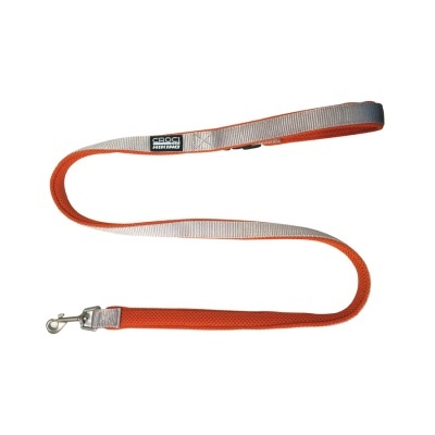 Trela para cão laranja e cinzenta com mola metálica