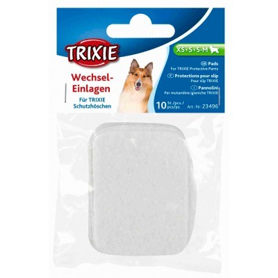 Almofadas intercambiáveis para proteção de cães Trixie em embalagem plástico com cartão azul e branco.